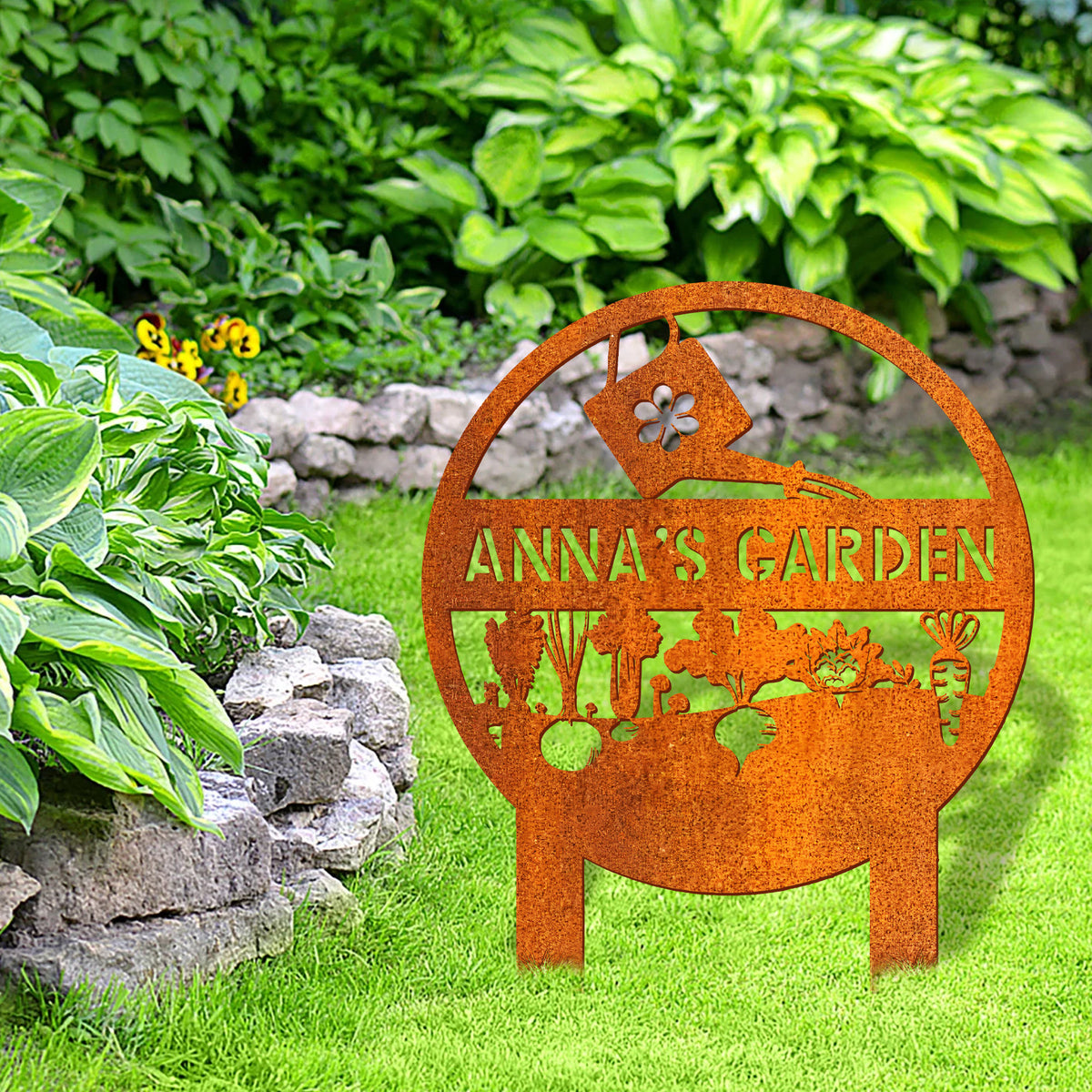 Custom Vegetable Garden Metal Sign With Stakes, Personalized Garden Sign, Garden Metal Sign, Garden Decor Yard Stake Gardening Gifts