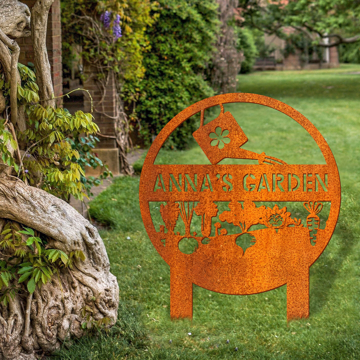 Custom Vegetable Garden Metal Sign With Stakes, Personalized Garden Sign, Garden Metal Sign, Garden Decor Yard Stake Gardening Gifts