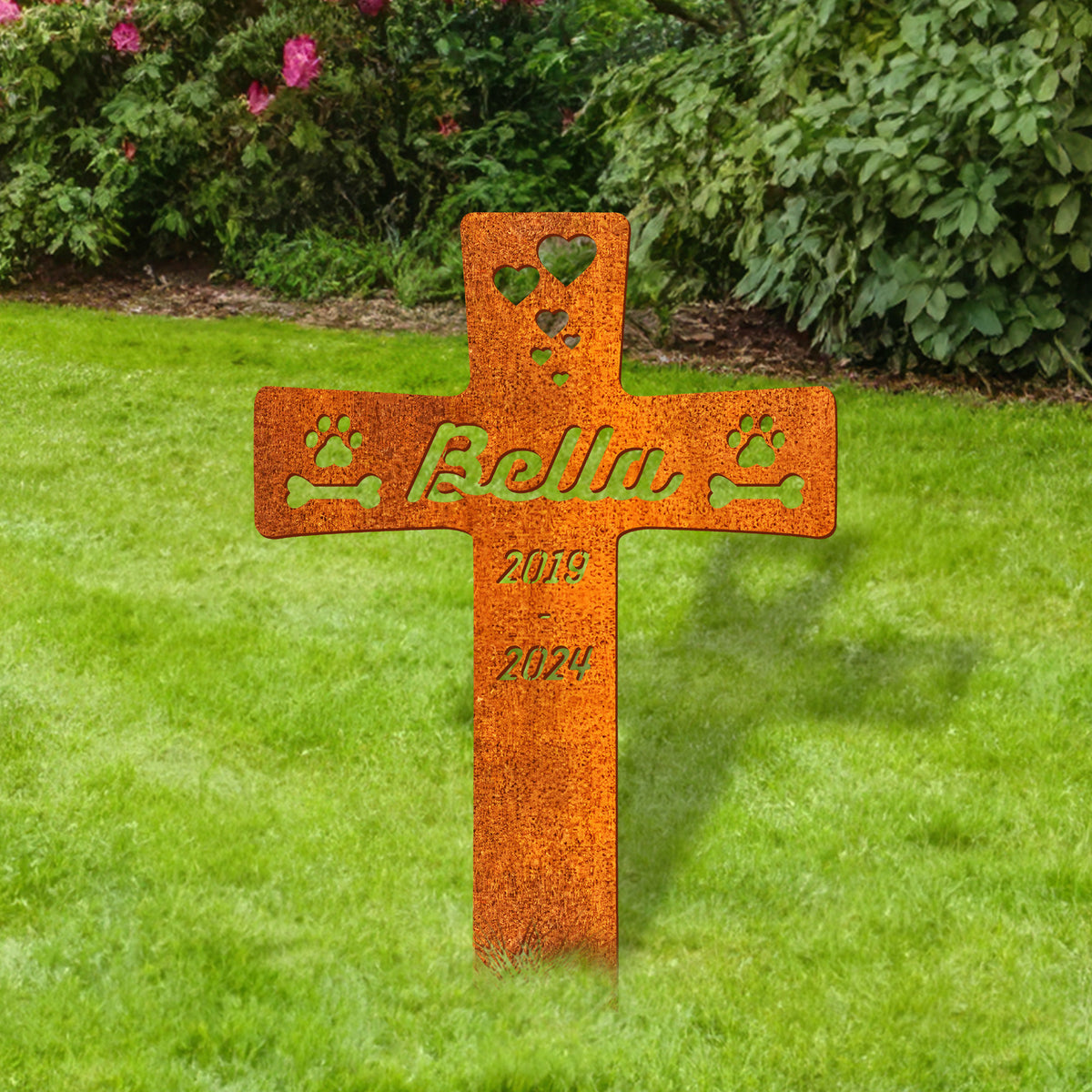 Personalized Dog Memorial Cross Stake Dog Burial Stake Pet Cross Metal Dog Memorial Stake Dog Memorial Plaque With Stake Metal Grave Stake