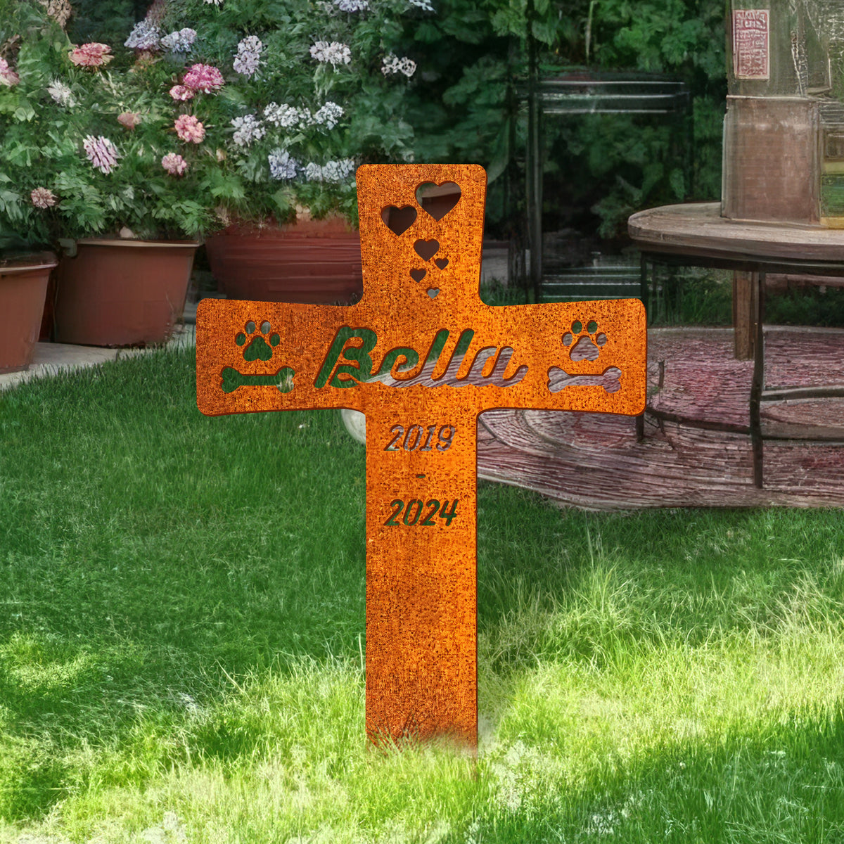 Personalized Dog Memorial Cross Stake Dog Burial Stake Pet Cross Metal Dog Memorial Stake Dog Memorial Plaque With Stake Metal Grave Stake
