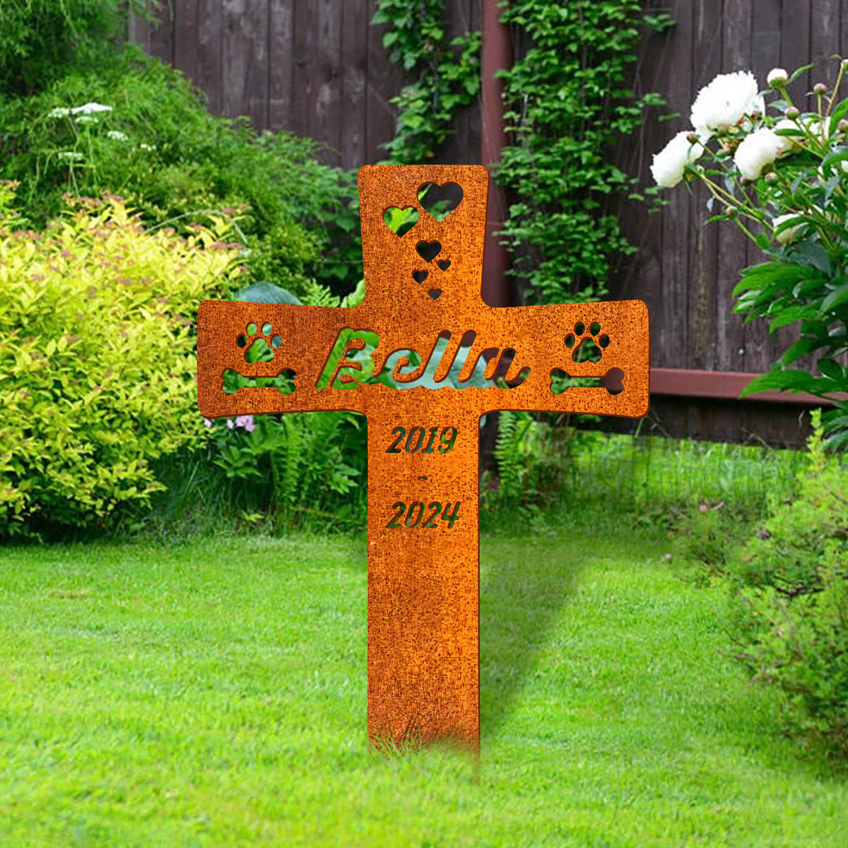Personalized Dog Memorial Cross Stake Dog Burial Stake Pet Cross Metal Dog Memorial Stake Dog Memorial Plaque With Stake Metal Grave Stake