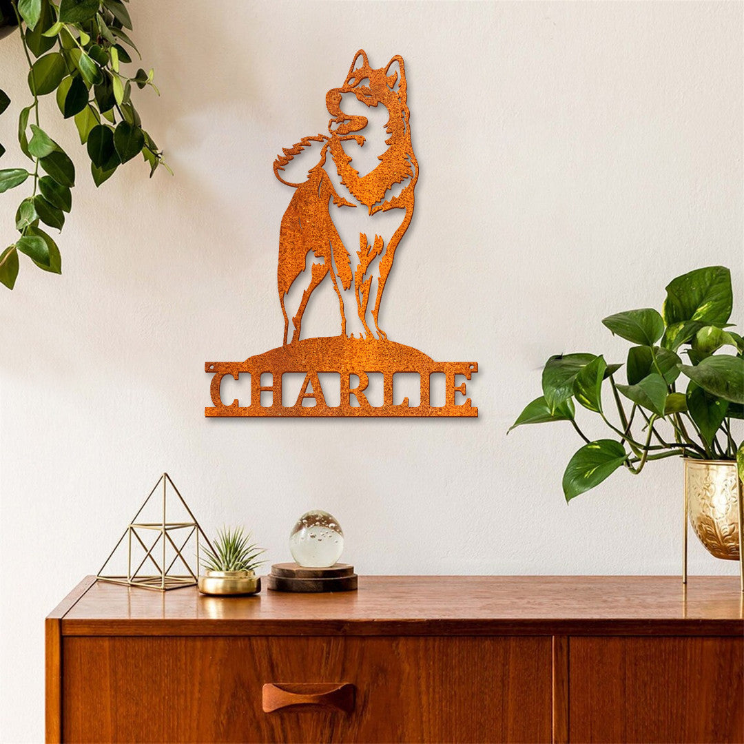 Metal Siberian Husky Sign, Metal Husky Sign, Alaskan Malamute Sign, Custom Dog Name Sign, Husky Lover Gift, Husky Decor, Metal Dog Memorial