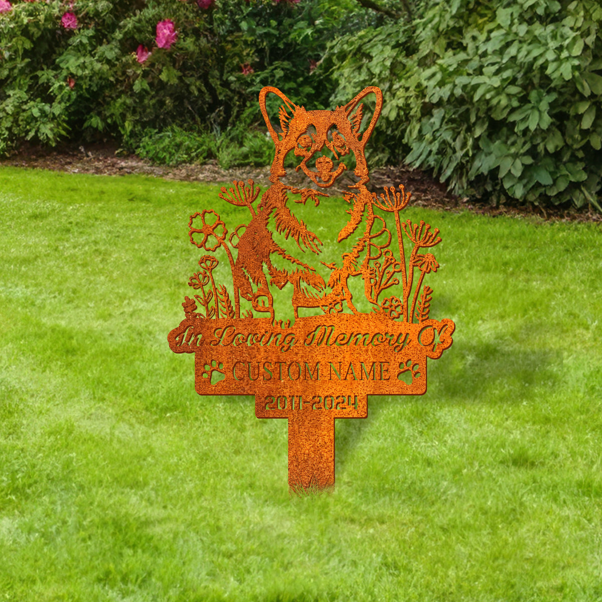 Custom Dog Memorial Stake, Corgi Memorial Metal Sign, Dog Sympathy Sign Custom Dog Garden Stake Corten Sign , Dog Grave Marker, Pet Loss Gift