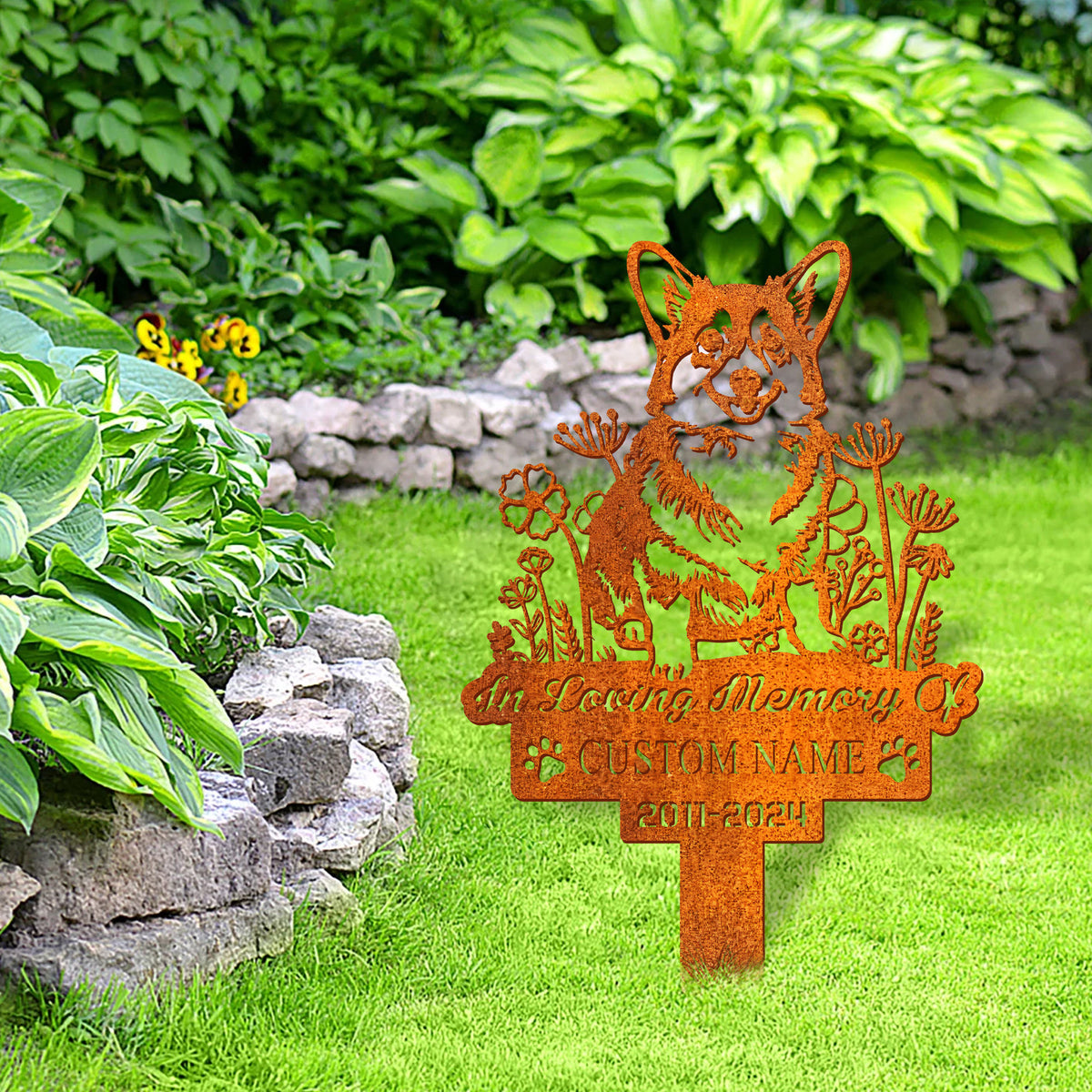 Custom Dog Memorial Stake, Corgi Memorial Metal Sign, Dog Sympathy Sign Custom Dog Garden Stake Corten Sign , Dog Grave Marker, Pet Loss Gift
