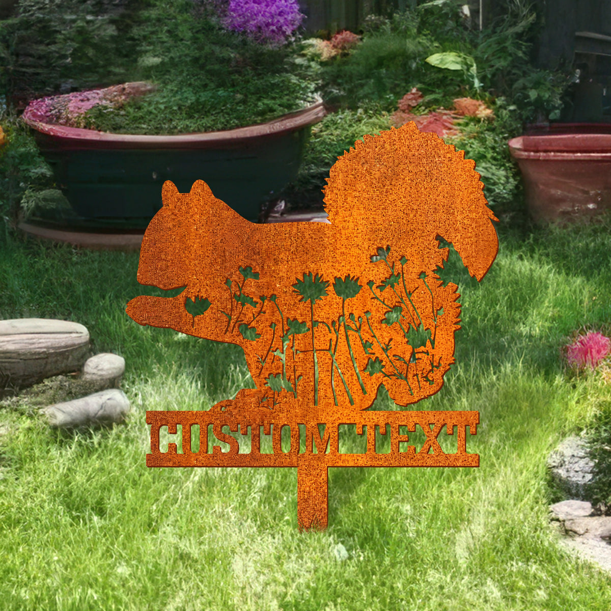 Personalized Squirrel Stake, Squirrel Memorial Garden Stake, Squirrel Sign With Stake, Custom Garden Sign, Squirrel Decor, Squirrel Lover Gift