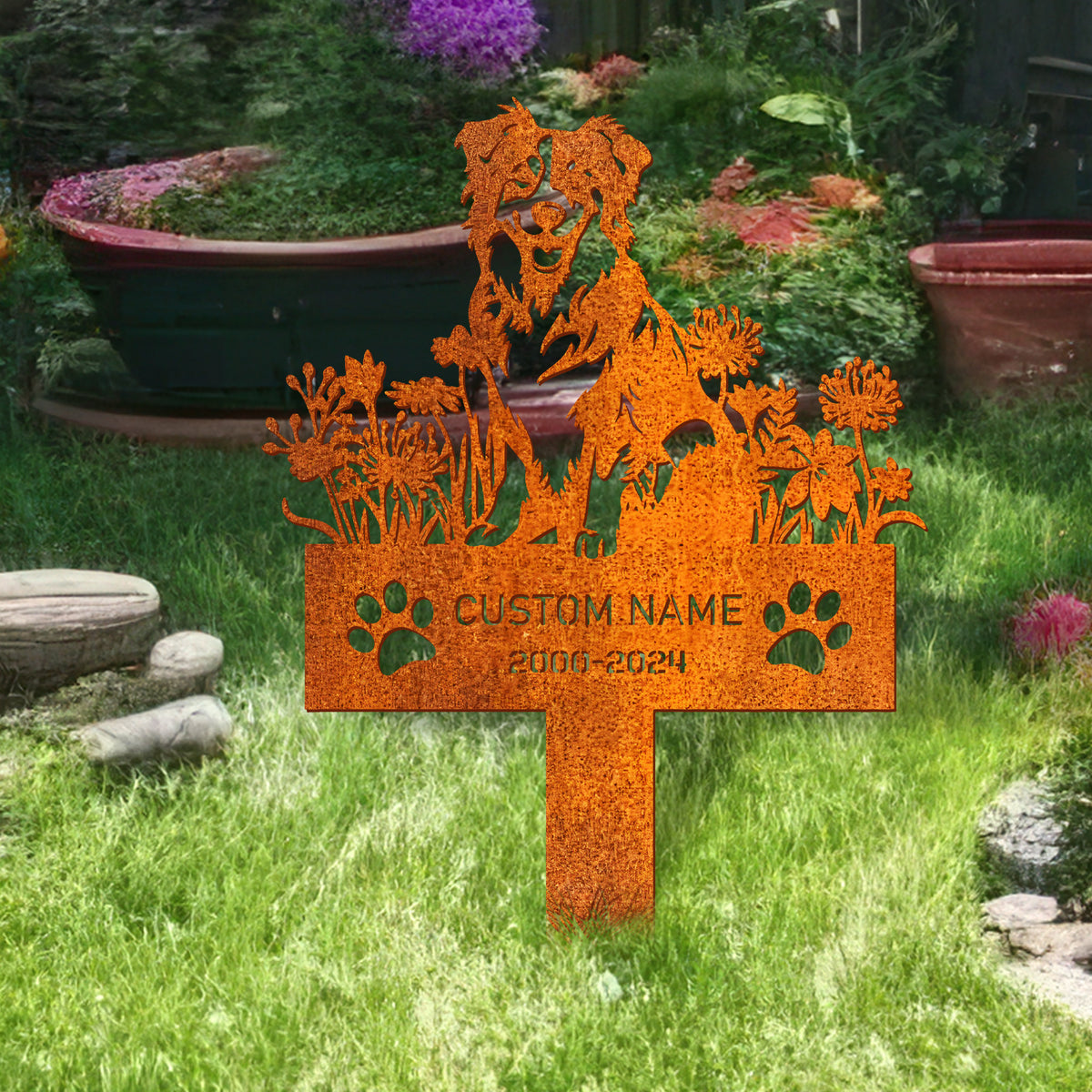 Personalized Australian Shepherd Dog Memorial Stake, Dog Name Sign, Sympathy Sign, Pet Grave Marker, Remembrance Stake, Dog Loss, Outdoor Decor