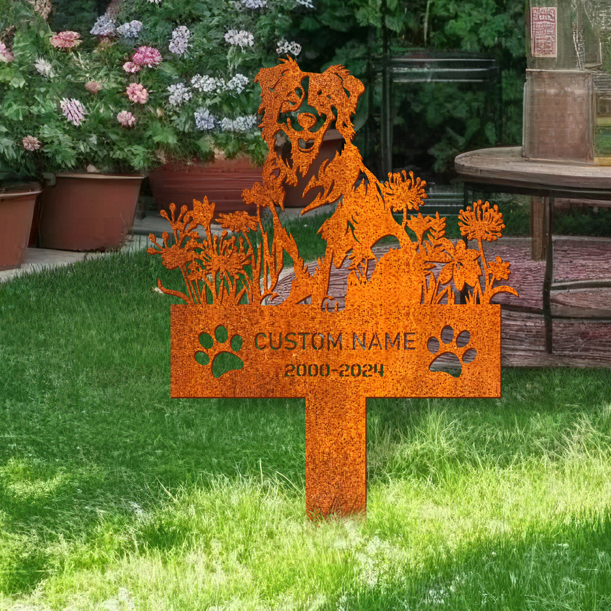 Personalized Australian Shepherd Dog Memorial Stake, Dog Name Sign, Sympathy Sign, Pet Grave Marker, Remembrance Stake, Dog Loss, Outdoor Decor