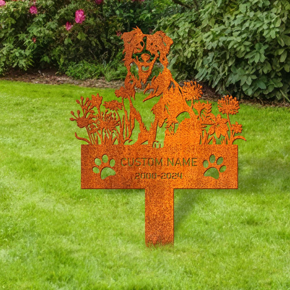 Personalized Australian Shepherd Dog Memorial Stake, Dog Name Sign, Sympathy Sign, Pet Grave Marker, Remembrance Stake, Dog Loss, Outdoor Decor