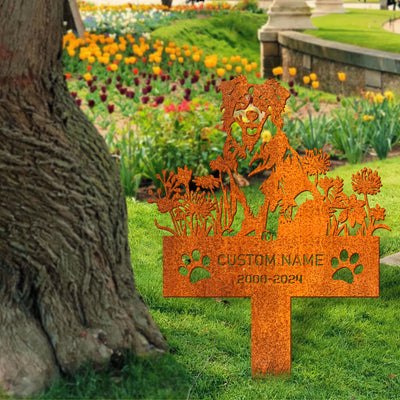 Personalized Australian Shepherd Dog Memorial Stake, Dog Name Sign, Sympathy Sign, Pet Grave Marker, Remembrance Stake, Dog Loss, Outdoor Decor