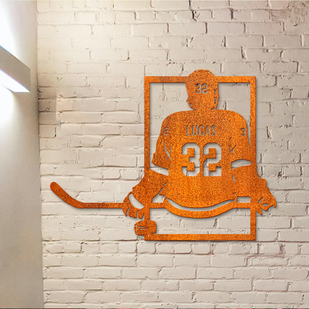 Custom Hockey Player Name And Number Sign, Personalized Hockey Wall Art, Hockey Wall Decor, Custom Hockey Metal Sign, Gift For Hockey Player