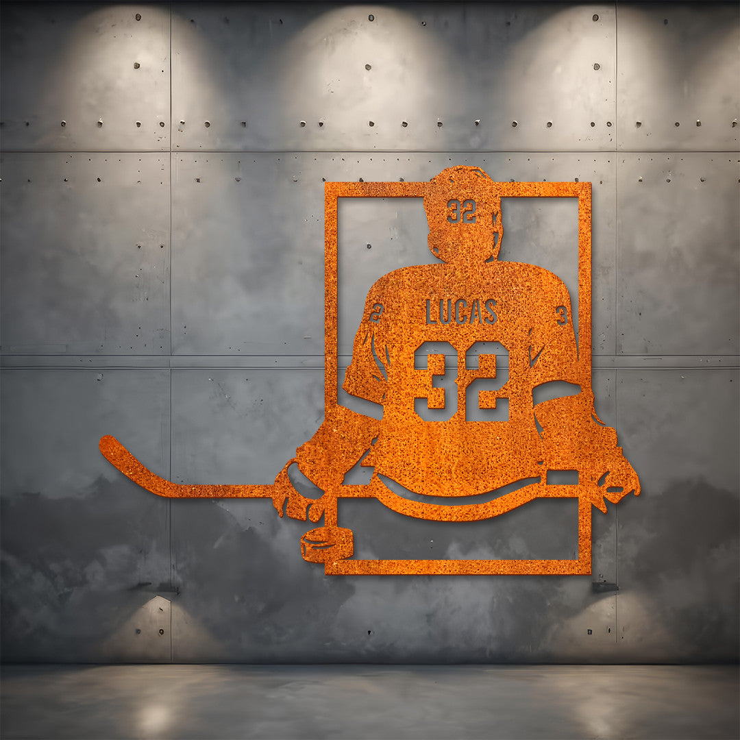 Custom Hockey Player Name And Number Sign, Personalized Hockey Wall Art, Hockey Wall Decor, Custom Hockey Metal Sign, Gift For Hockey Player