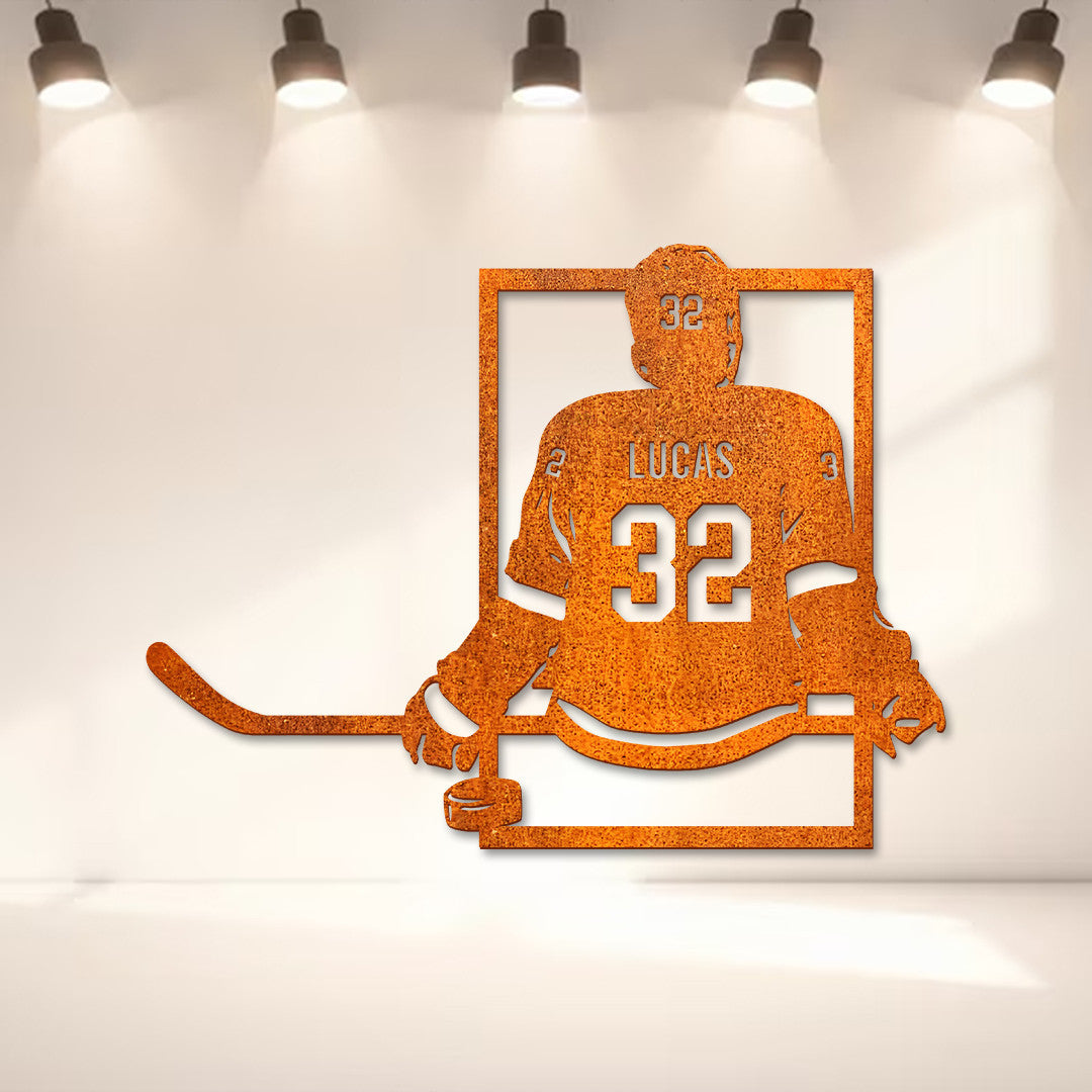 Custom Hockey Player Name And Number Sign, Personalized Hockey Wall Art, Hockey Wall Decor, Custom Hockey Metal Sign, Gift For Hockey Player