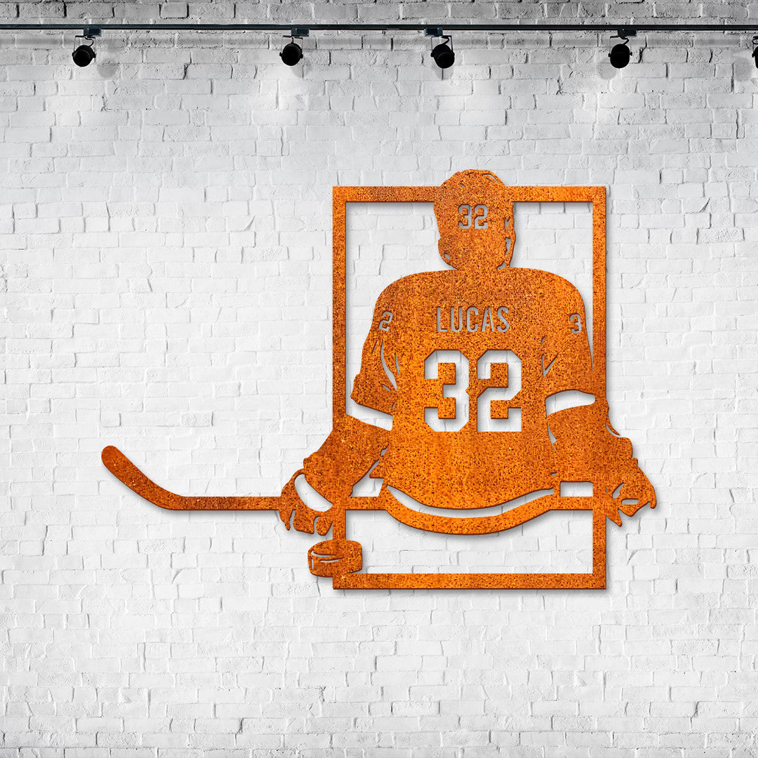 Custom Hockey Player Name And Number Sign, Personalized Hockey Wall Art, Hockey Wall Decor, Custom Hockey Metal Sign, Gift For Hockey Player