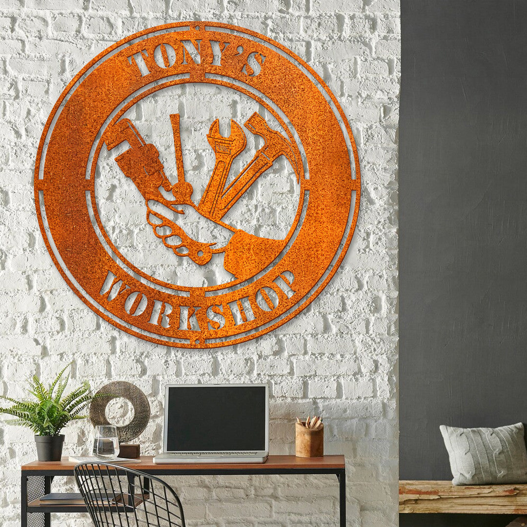 Custom Workshop Metal Sign Led Light, Garage Sign, Garage Wall Decor, Personalized Papas Workshop Sign, Repair Tool Metal Wall Art, Mechanic Gift