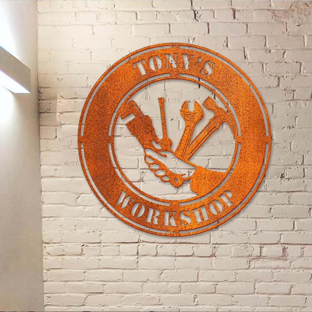 Custom Workshop Metal Sign Led Light, Garage Sign, Garage Wall Decor, Personalized Papas Workshop Sign, Repair Tool Metal Wall Art, Mechanic Gift