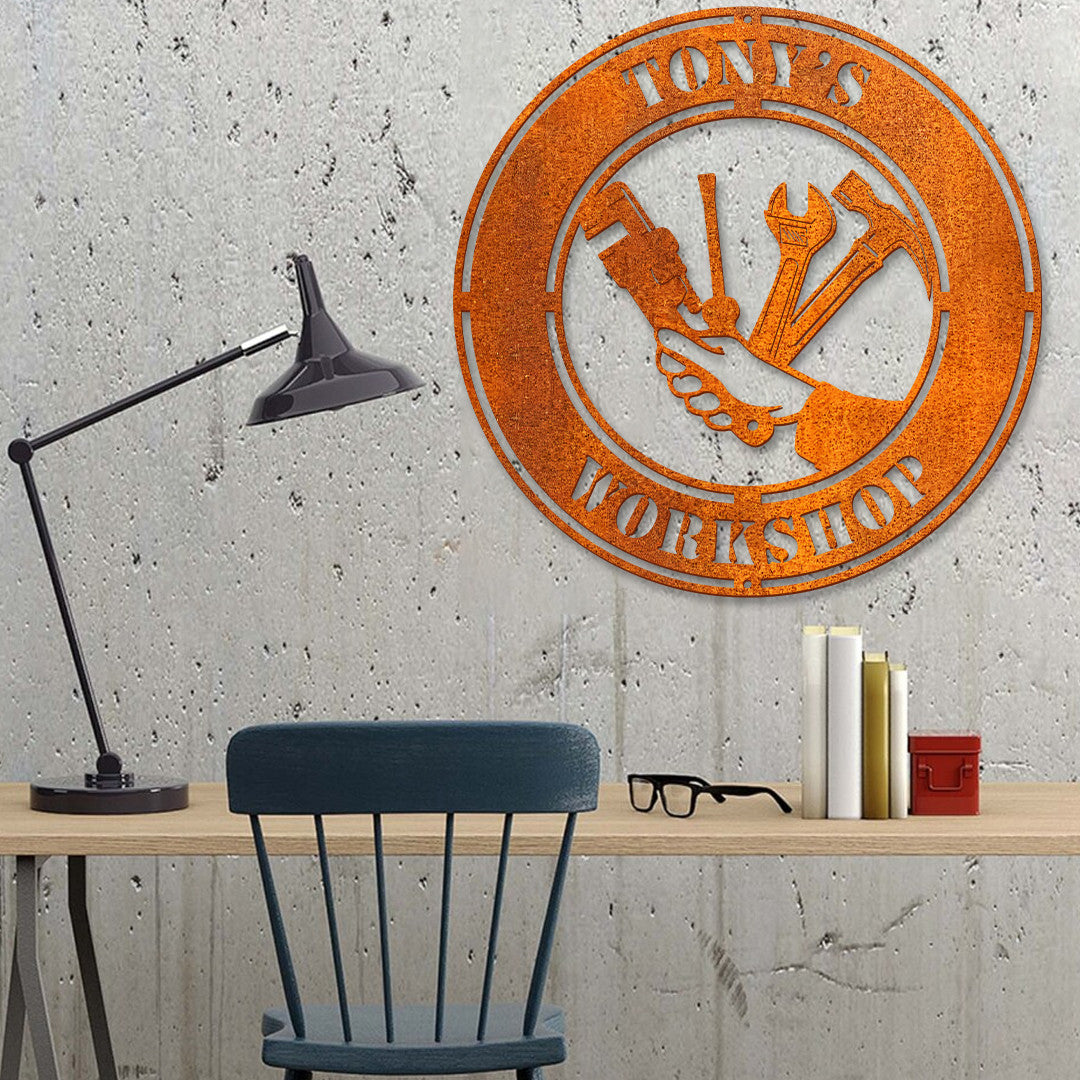Custom Workshop Metal Sign Led Light, Garage Sign, Garage Wall Decor, Personalized Papas Workshop Sign, Repair Tool Metal Wall Art, Mechanic Gift