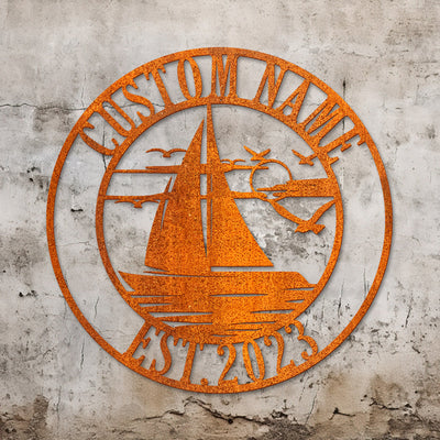 Personalized Sailboat Name Sign Custom Sailing Metal Wall Art Home Decor Cabin Decoration Sailing Boat Art Birthday Gift Lakehouse Sign