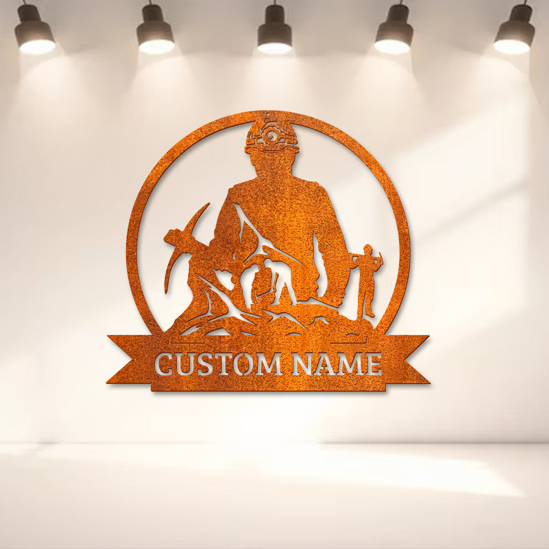 Custom Coal Mining Metal Wall Art Led Light Personalized Miner Name Sign Home Decor Mine Man Cave Decor Birthday Gift Housewarming Gift