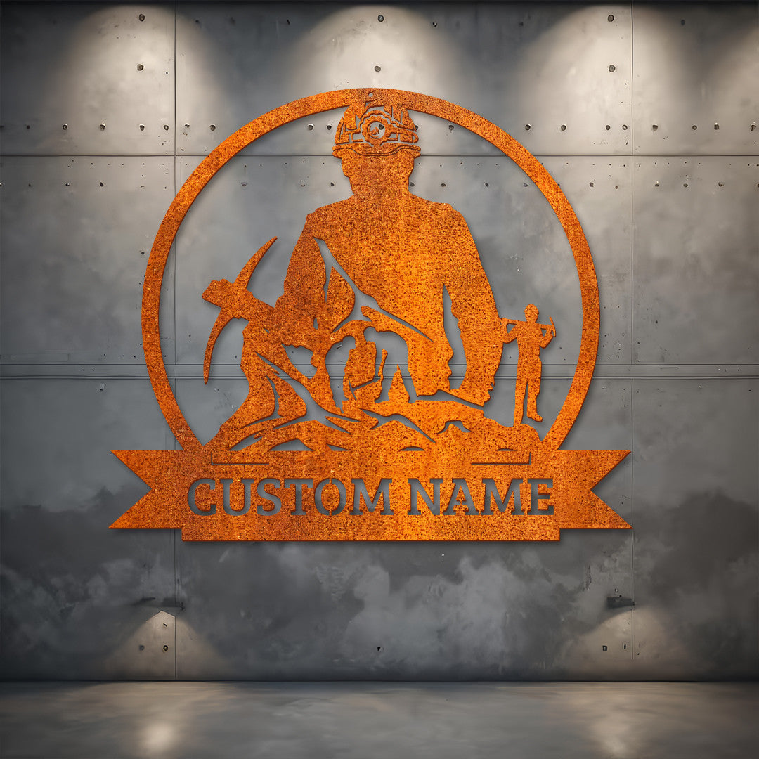 Custom Coal Mining Metal Wall Art Led Light Personalized Miner Name Sign Home Decor Mine Man Cave Decor Birthday Gift Housewarming Gift