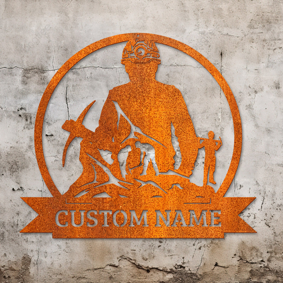 Custom Coal Mining Metal Wall Art Led Light Personalized Miner Name Sign Home Decor Mine Man Cave Decor Birthday Gift Housewarming Gift