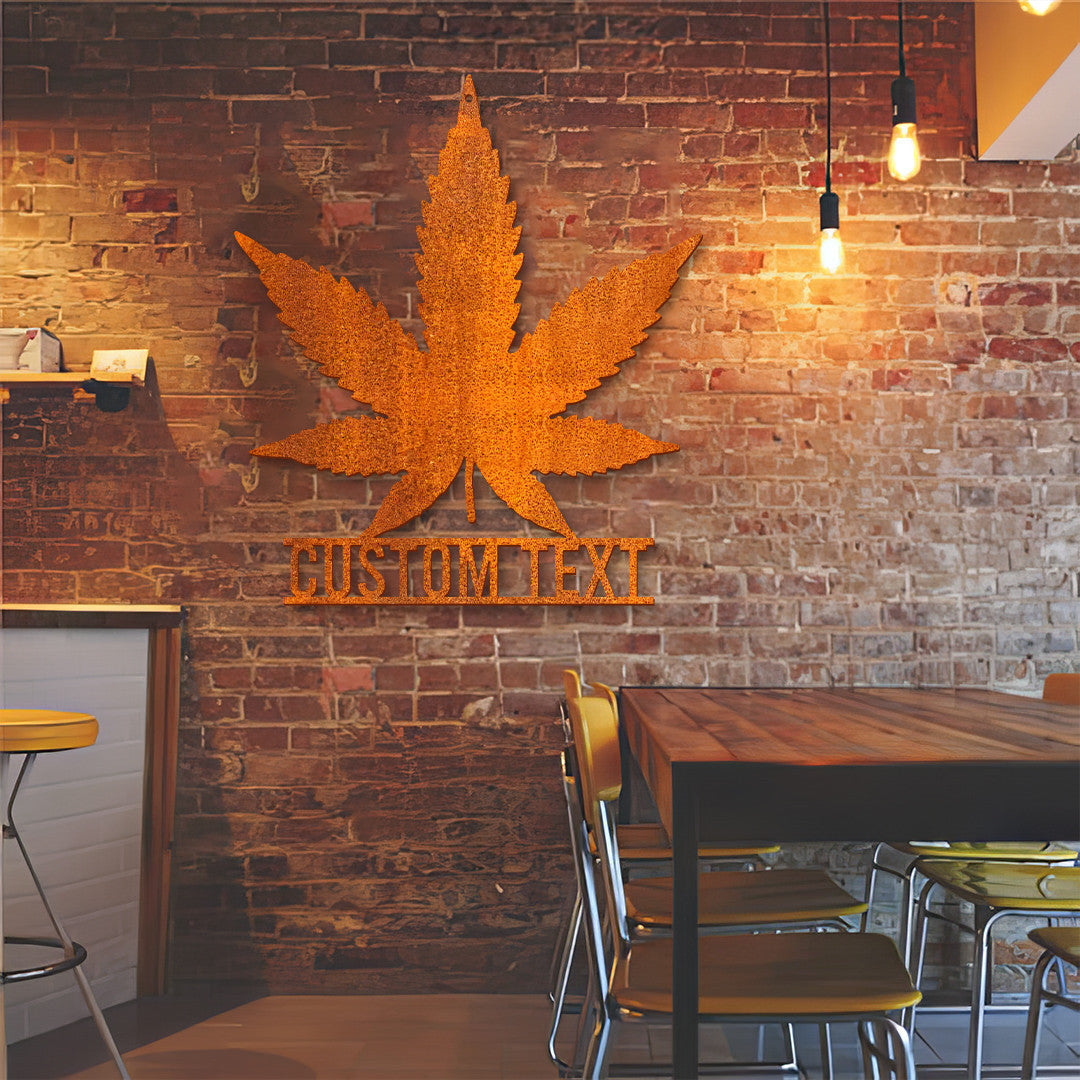 Custom Weed Metal Wall Art Led Light Personalized Marijuana Name Sign Home Decor Cannabis Metal Sign Smoker Name Sign Birthday Gift
