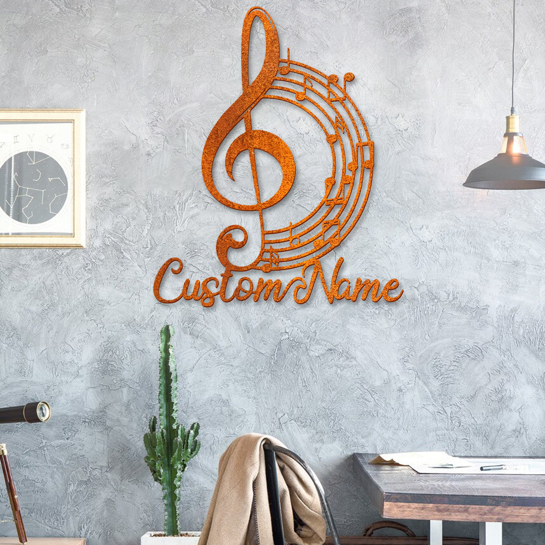 Music Studio Sign Personalized Music Notes Metal Sign Custom Music Teacher Name Sign Music Notes Metal Wall Art Decor Music Art Teacher Gift