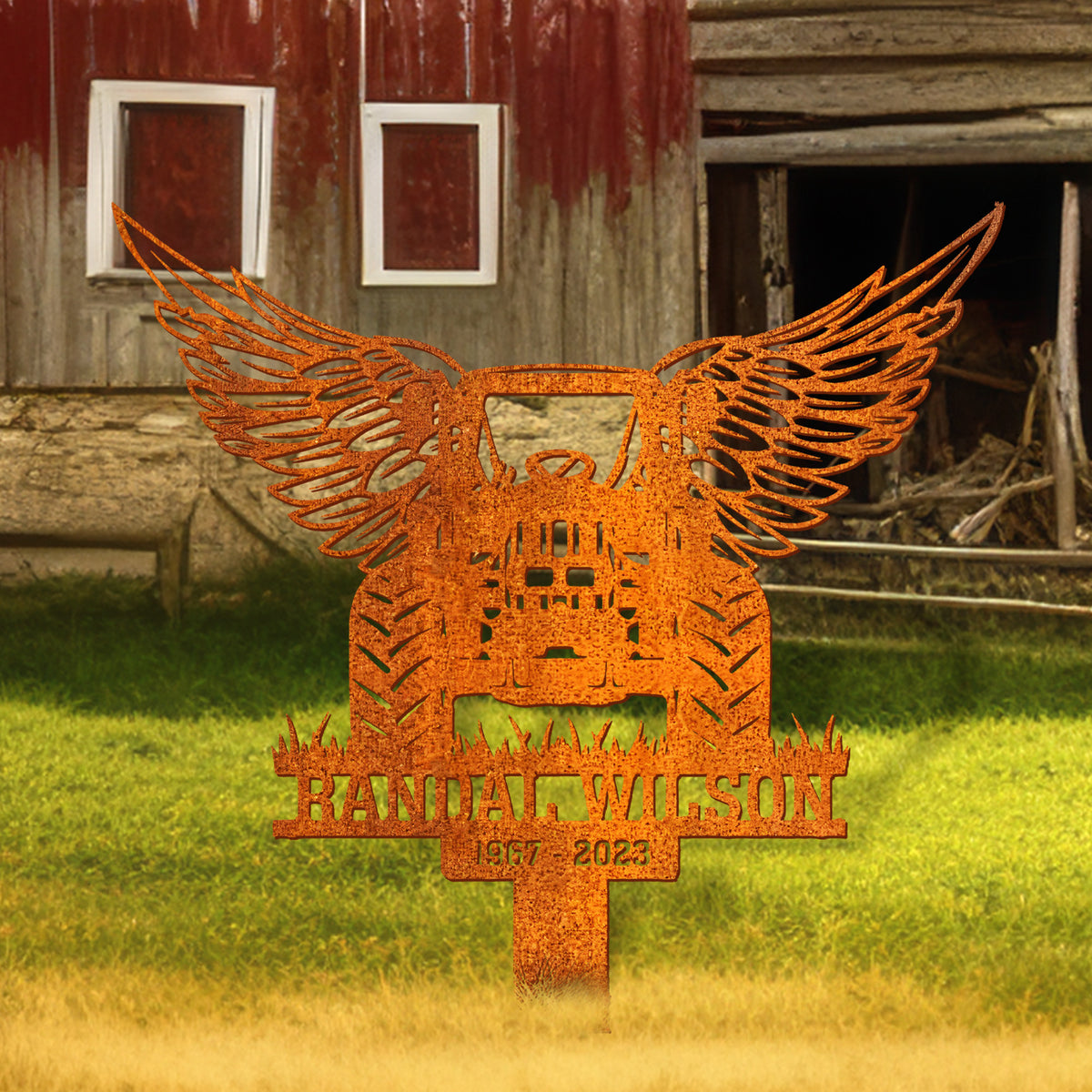 Tractor Memorial Plaque Stake, Tractor Metal Sign Garve Maker, Human Grave Marker, Tractor Memorial Cross For Grave, Tractor Sympathy Sign