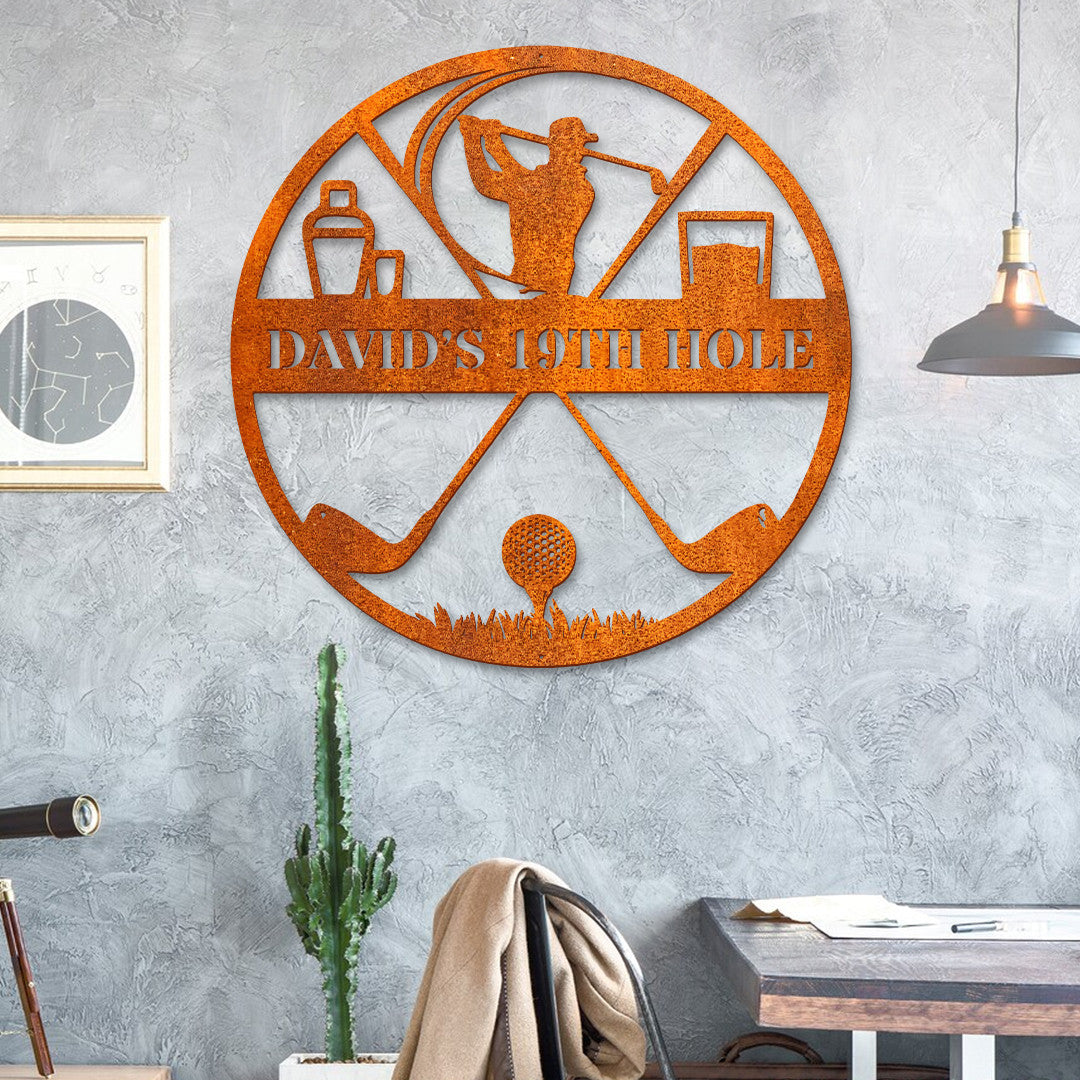 19th Hole Metal Sign, Golf Gifts For Men, Personalized Golf Sign, Golfer Name Sign, Golfer Gifts, Father's Day Gift, Husband Gift, Dad Gift
