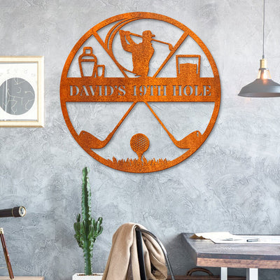 19th Hole Metal Sign, Golf Gifts For Men, Personalized Golf Sign, Golfer Name Sign, Golfer Gifts, Father's Day Gift, Husband Gift, Dad Gift