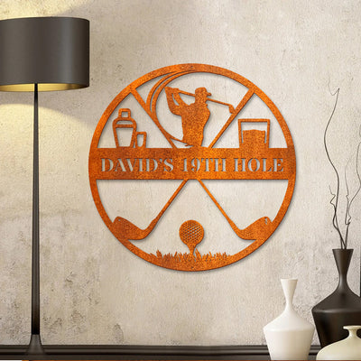 19th Hole Metal Sign, Golf Gifts For Men, Personalized Golf Sign, Golfer Name Sign, Golfer Gifts, Father's Day Gift, Husband Gift, Dad Gift