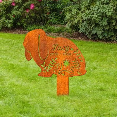Custom Lop Rabbit Memorial Stake, Rabitt Stake Rabbit Loss, Sympathy Sign, Garden Decor, Pet Grave Markers, Remembrance Stake, Outdoor Sign