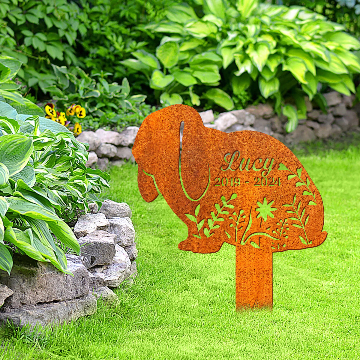 Custom Lop Rabbit Memorial Stake, Rabitt Stake Rabbit Loss, Sympathy Sign, Garden Decor, Pet Grave Markers, Remembrance Stake, Outdoor Sign