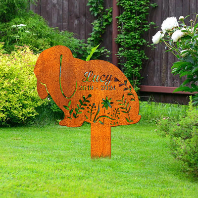 Custom Lop Rabbit Memorial Stake, Rabitt Stake Rabbit Loss, Sympathy Sign, Garden Decor, Pet Grave Markers, Remembrance Stake, Outdoor Sign