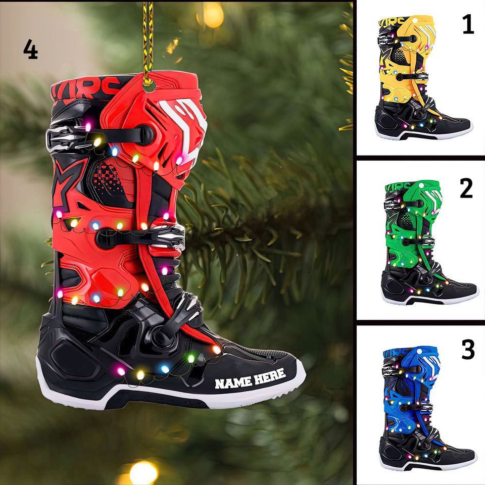 Personalized Motocross Shoes With Christmas Ornament, Ornament Decor