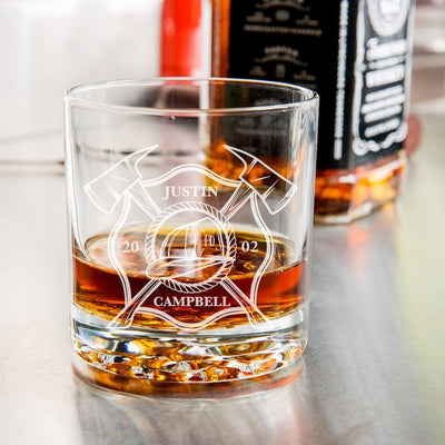 Firefighter Whiskey Glass - Fireman Rocks Glass, Firefighter Gifts, Gift for Him, Fire Department, Gifts For Firefighters