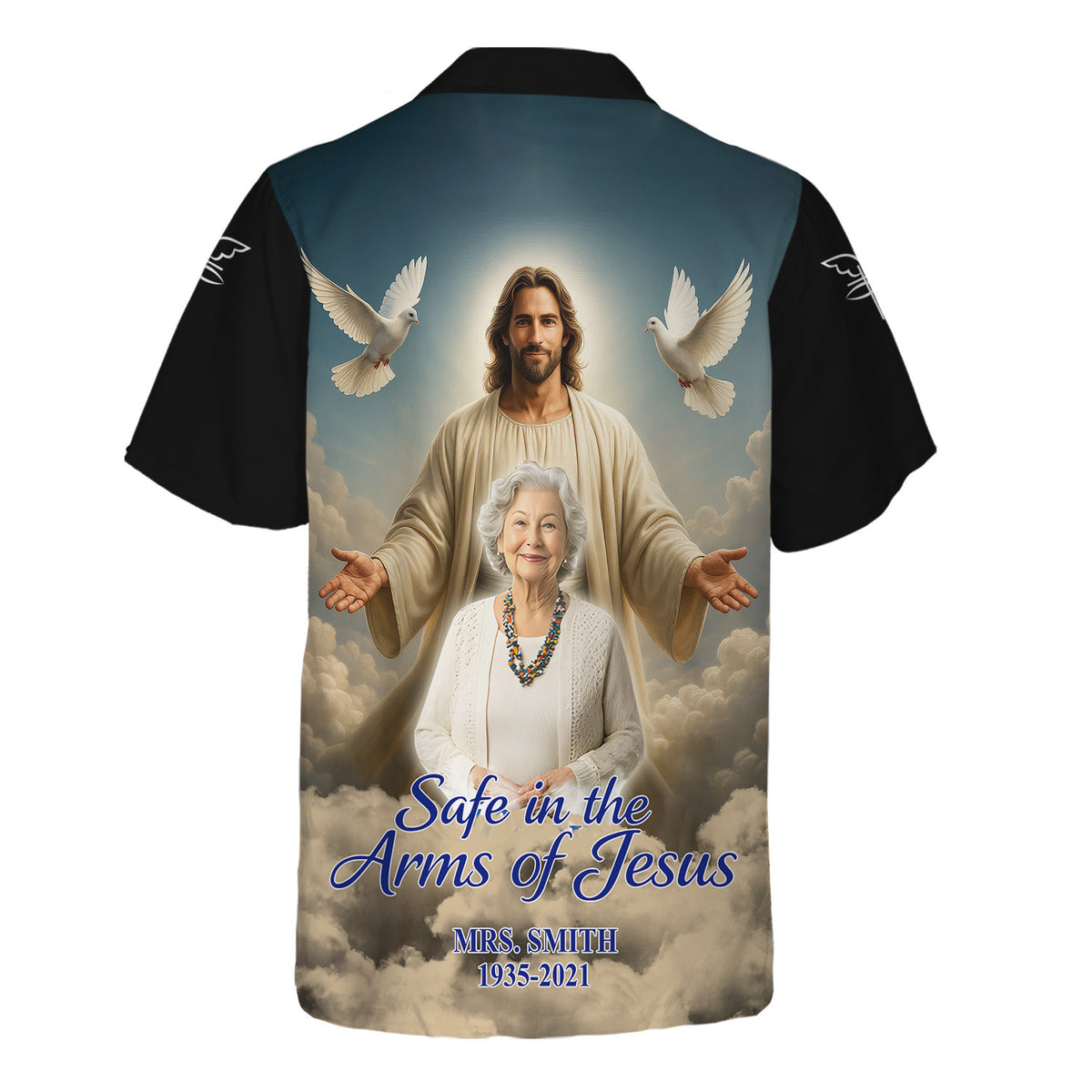 Custom Memorial Shirt - Safe in the Arms Of Jesus Shirts Mens & Womens, Christian Shirt, Gift For Christian, Tops Clothes