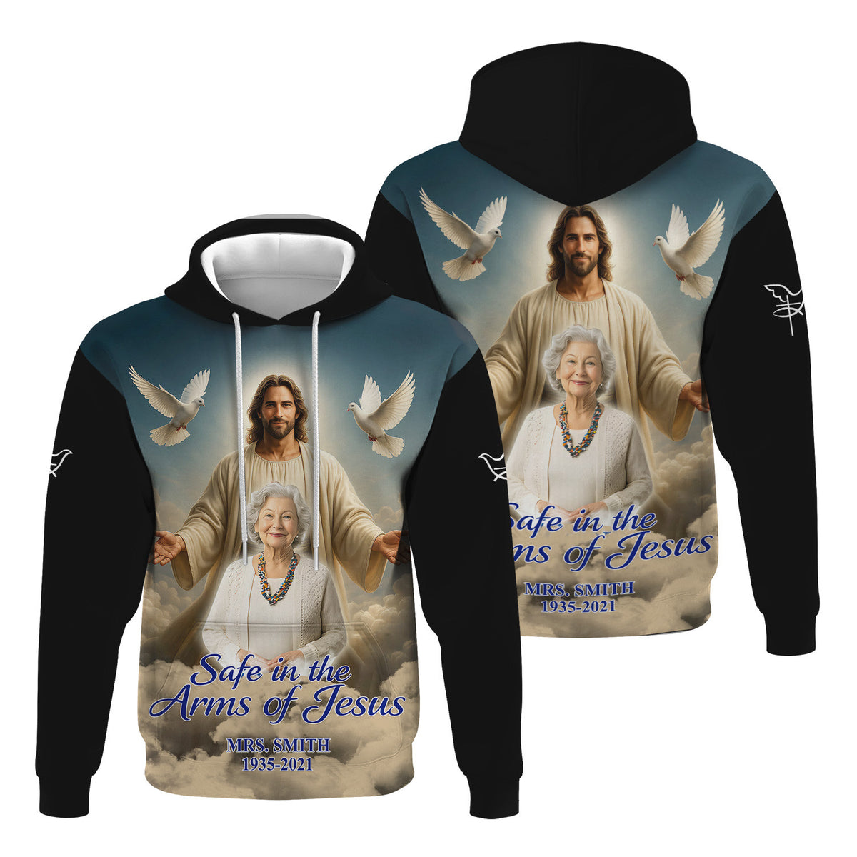 Custom Memorial Shirt - Safe in the Arms Of Jesus Shirts Mens & Womens, Christian Shirt, Gift For Christian, Tops Clothes