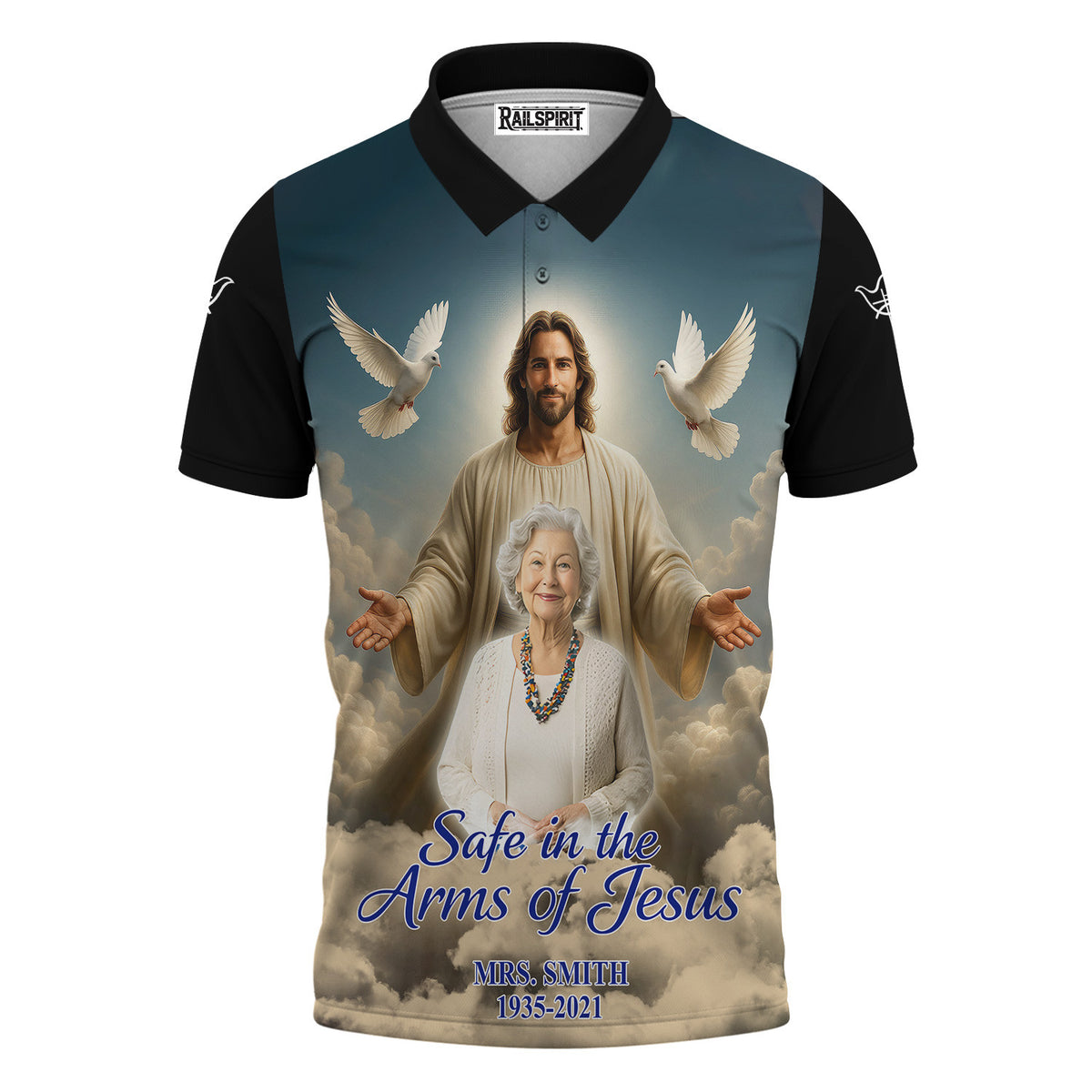 Custom Memorial Shirt - Safe in the Arms Of Jesus Shirts Mens & Womens, Christian Shirt, Gift For Christian, Tops Clothes