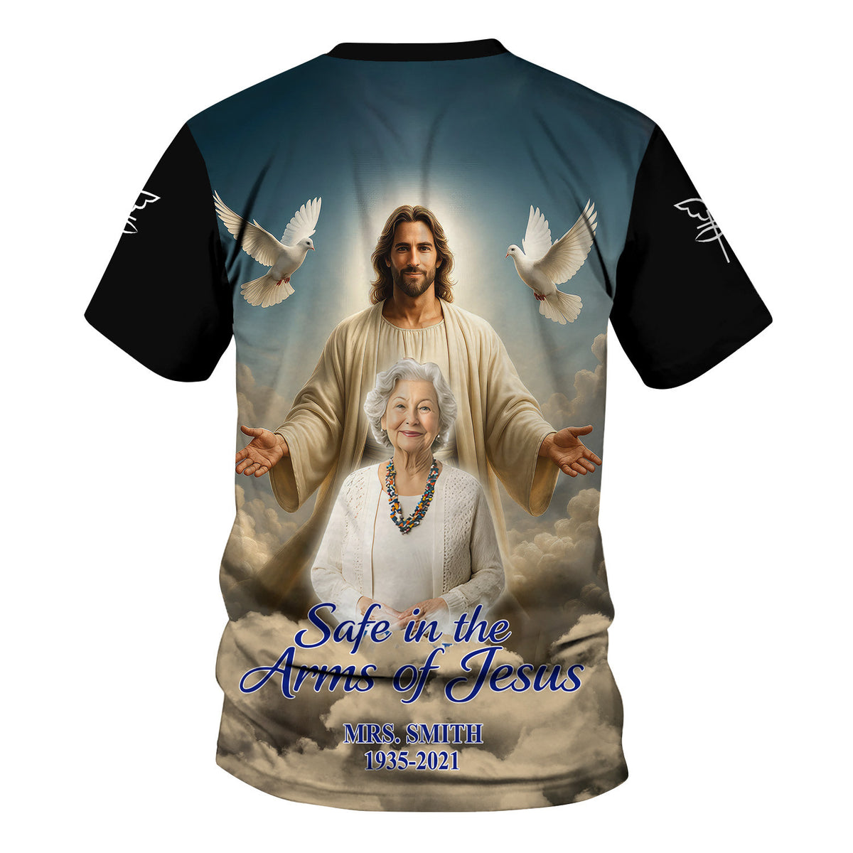 Custom Memorial Shirt - Safe in the Arms Of Jesus Shirts Mens & Womens, Christian Shirt, Gift For Christian, Tops Clothes