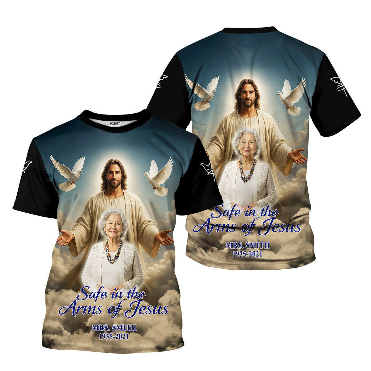 Custom Memorial Shirt - Safe in the Arms Of Jesus Shirts Mens & Womens, Christian Shirt, Gift For Christian, Tops Clothes