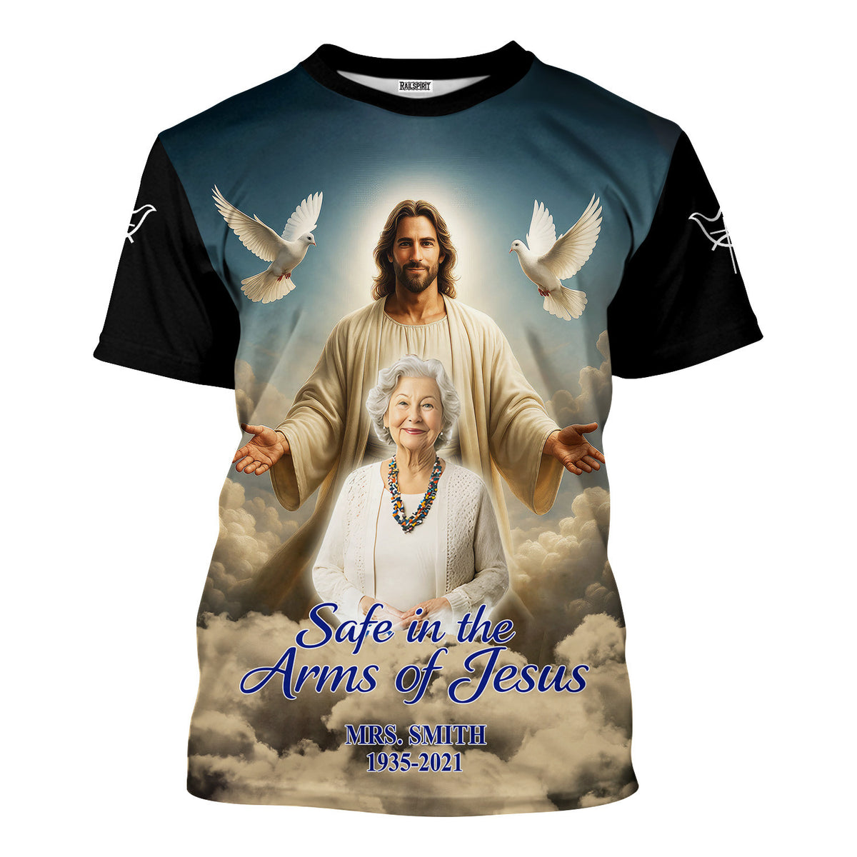 Custom Memorial Shirt - Safe in the Arms Of Jesus Shirts Mens & Womens, Christian Shirt, Gift For Christian, Tops Clothes