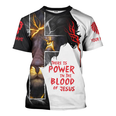 Custom Christian Lion Shirt, There Is Power In The Blood Of Jesus, Jesus Lion Apparel, Gift For Men & Women