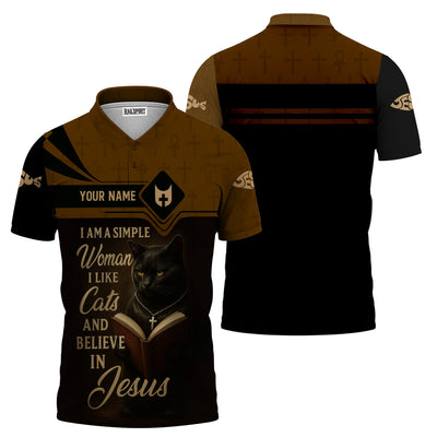 Custom Name Christian Apparel, I Am A Simple Woman I Like Cats And Believe In Jesus Shirt, Apparel Shirt, Gift Idea For Christian