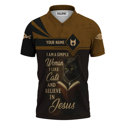 Custom Name Christian Apparel, I Am A Simple Woman I Like Cats And Believe In Jesus Shirt, Apparel Shirt, Gift Idea For Christian