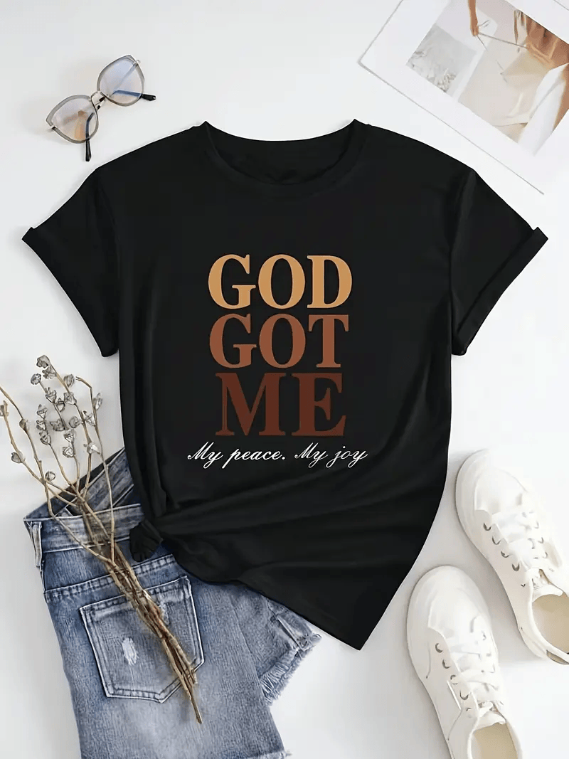 GOD GOT ME Shirt, Inspirational Black Tee, My Peace My Joy Graphic Tee for Women, Faith-Based Clothing Gift