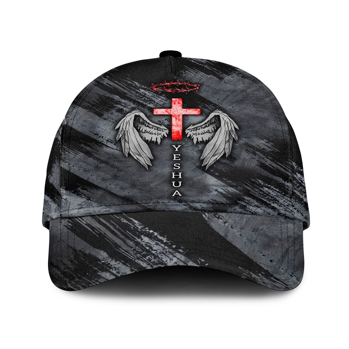 Christian T Shirt for Men Women, Yeshua Cross with Wings and Crown of Thorns Graphic Tee, Religious Faith Shirt, Inspirational Gift Apparel