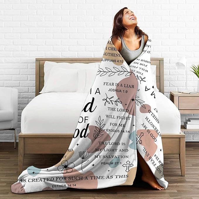 Christian Gifts for Women Bible Verse Inspirational Prayer Throw Blanket Religious Motivational Blanket for Living Room Couch Bed Travel Camping