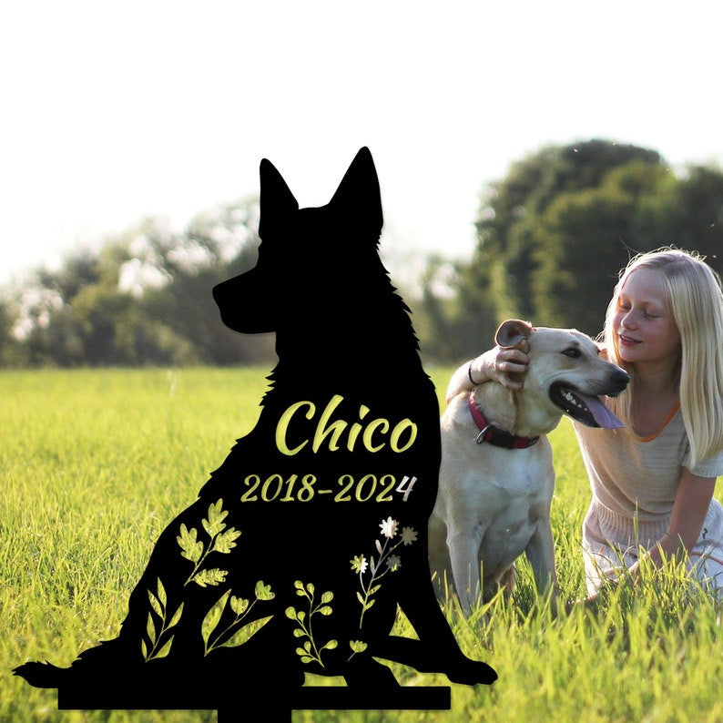 Dog Memorial Stake Personalized, German Shepherd Sign, Sympathy Sign, Pet Grave Marker, Remembrance Stake, Dog Garden Sign