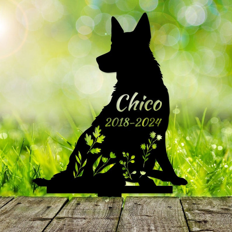 Dog Memorial Stake Personalized, German Shepherd Sign, Sympathy Sign, Pet Grave Marker, Remembrance Stake, Dog Garden Sign