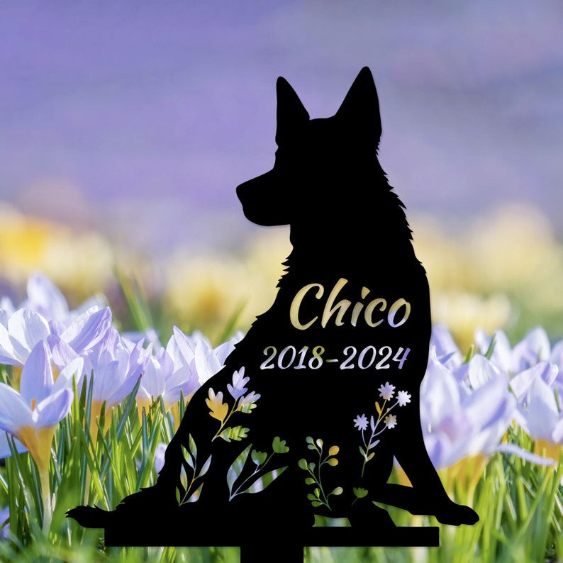 Dog Memorial Stake Personalized, German Shepherd Sign, Sympathy Sign, Pet Grave Marker, Remembrance Stake, Dog Garden Sign